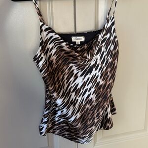 L’AGENCE Animal Print Silk Tank